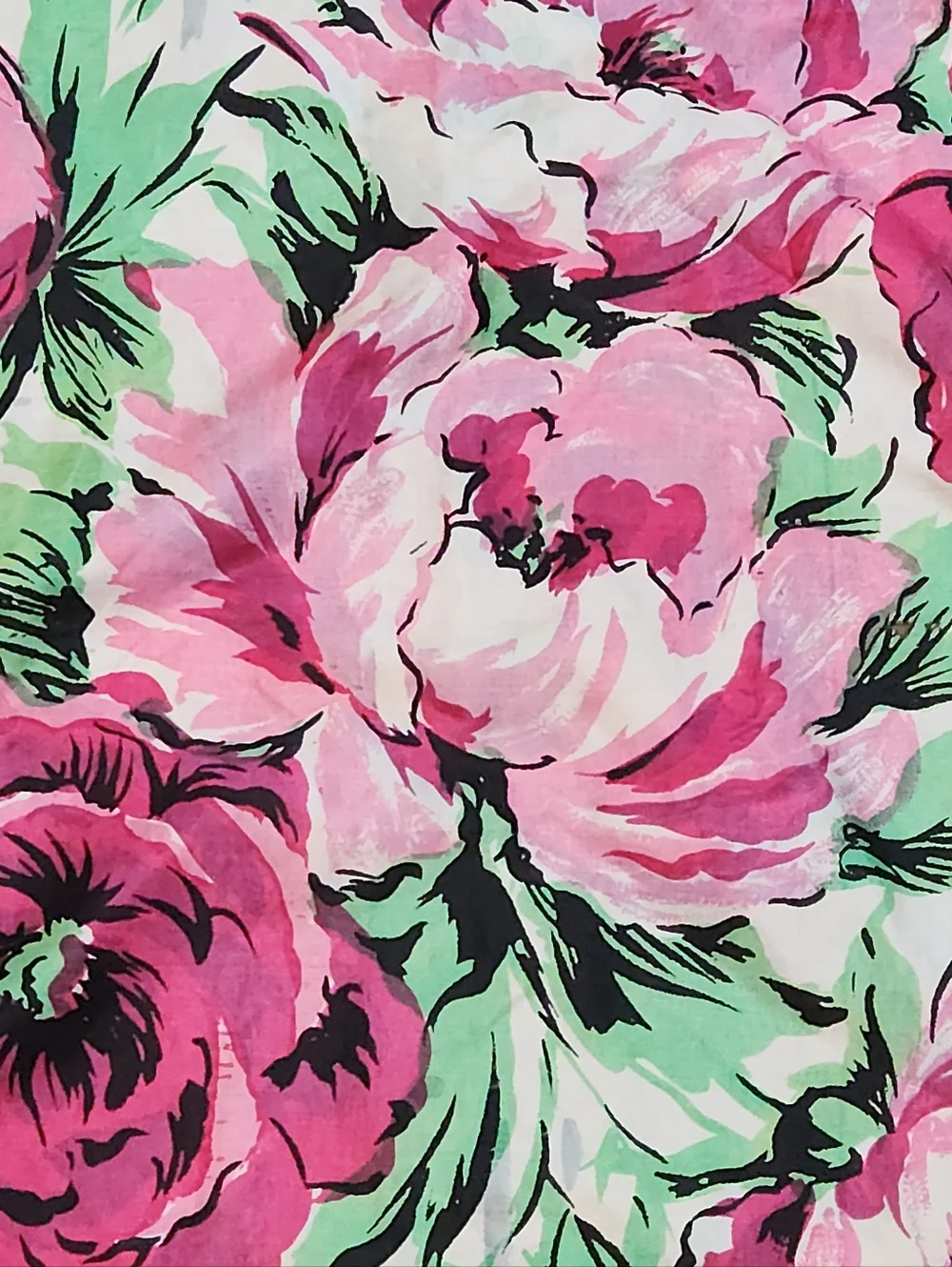 VTG Mid Centuy 100% Silk Scarf 35” Square Pink Floral Rose Peony Lace Print